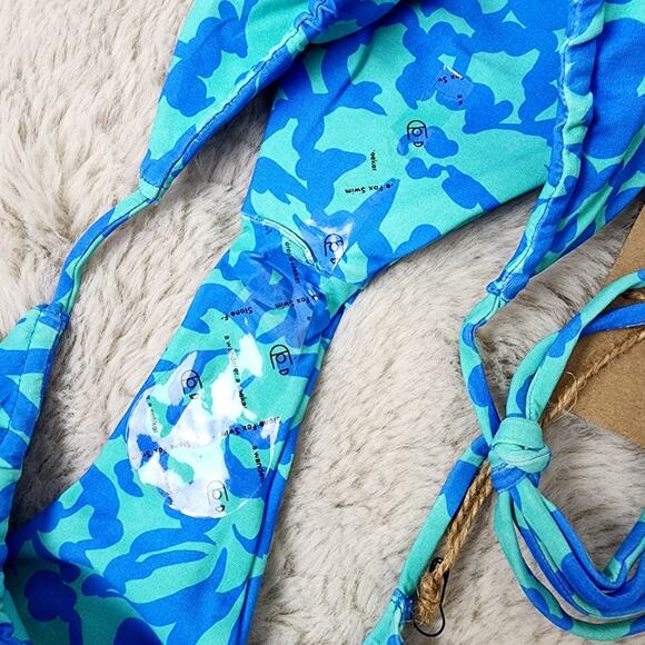 NEW Stone Fox Swim River String Bikini Swim Bottom in Ocean Bloom - Picture 5 of 12